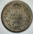 1919 Canada Silver Five Cents Circulated Fine Condition Canadian Coin 5c
