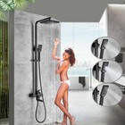 Matte Black Shower Faucet System Bathroom Rainfall Head Combo With Handle Spray