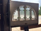   Antique Stained Glass Transom Window Nouveau   24 X 18 Architectural Salvage