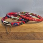 3 Red Chinese Cloisonne Floral Bracelets 1 Half Cinnabar 2 Hinged 7 4 And 7 8 