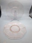 Pair Of Vintage Pink Depression Glass 12  Salver Plates Macbeth-evans   