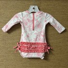 Ruffle Butts Swimsuit Baby 3-6m Pink Floral Long Sleeve One Piece Rashguard