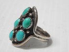 Vintage Navajo Indian Sterling Silver Turquoise Cluster Ring Sz  6 1 2  Buy Now 