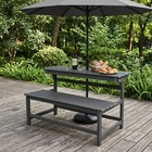 Hdpe Convertible Bench   Picnic Table W umbrella Hole  Weather-resistant  Gray