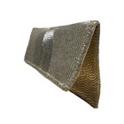 Vintage Silver Beads With Rhinestone Accents   Satin Lining Evening Clutch Purse