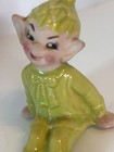 Vtg Gilner Lime Green Pixie Elf Ceramic Figurine Doing A Handstand Excellent 