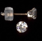 New 14k Solid Yellow Gold 4mm Round Clear Crystal Cz Solitaire Stud Earrings Um