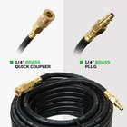 Dynamic Power Air Hose  1 4  X 50 Ft Rubber Hose With Quick Coupler And Plug