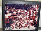 Vtg 1997 Detroit Red Wings Stanley Cup Champions Engraved Plaque Photo Puck Card