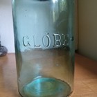 Wide Mouth Globe Quart Fruit Jar With Original 1886 Pat Wide Mouth Lid   Clamp