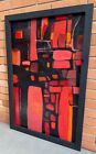Vintage 1960s Abstract Shapes Painting Art Wall Hanging Mid Century Mcm Modern