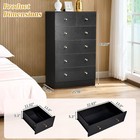 Black 6 Drawer Dresser For Bedroom  Modern Wood Dresser Chest Of Drawers  Hall