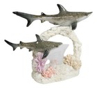 Great White Shark Family Swimming By Sea Coral Reef With 3d Led Light Figurine