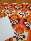 Awesome Rare Vintage Mid Century Retro 70s 60s Apricot Cir Blossom Fabric  Look 