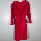 Pottery Barn Kid s Red Plush Hooded Robe 8-10 Unisex Lounge Bath Wrap Flame Safe