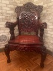 Antique Chinese Mahagony Carved Chair With Dragons  Very Rare In This Condition 
