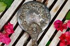 Antique Art Nouveau Silver Metal Repousse Beveled Hand Mirror Female Floral 4