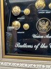 Civil War Button Collection Framed Confederate Army Union Army Buttons 24k Plate
