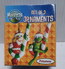 Vintage Jim Henson s Muppets Kermit   Miss Piggy Christmas Ornaments Polystone