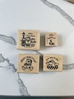 Vintage Stampin Up Christmas Wood Rubber Stamp Lot Of 4