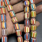 Vintage Venetian Chevron Glass Bead Necklace Old African Trade Beads