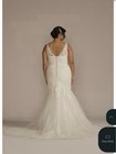 Oleg Cassini Plus 22w Ivory Lace Beaded V-neck Sleeveless Mermaid Dress