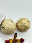 2 Antique Vintage Mesh Golf Balls And 4 Vintage Tees And A Pencil