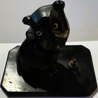 Antique 1920s Art Deco Black Bulldog Inkwell  Amazing Stunning Craftsmanship 