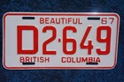 1967 British Columbia Dealer License Plate