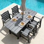 Hdpe Patio Dining Set  Outdoor Dining Table And Chairs Set  With Umbrella Hole