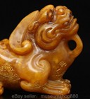 4  Old Chinese Natural Tianhuang Shoushan Stone Carved Dragon Beast Statue