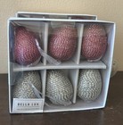 Bella Lux Easter Eggs Ornaments 12 Pink Silver Beaded 2 1 2 In Nib