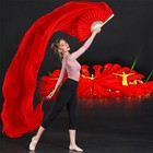 Red Faux Silk Long Streamer Dance Fan Chinese Classical Yangko Stage Fan Veil 