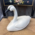 Vtg Corky Dize Tundra Swan Hand Carved Painted Signed Wood Decoy Crisfield Md