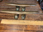 Pair Of Vintage Cast   solid   Bronze 10  Cleats Nice Patina 