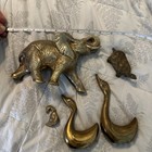 Lot 5 Brass Animals Elephant 2 Swan Duck Turtle Vintage