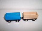 Wooden Train Wood   Blue Cargo Car Wagon Lot Fits Brio   Thomas Track