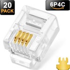 20pack Telephone Modular Plug Rj11 6p4c Connector For Phone Line Cord  compat   