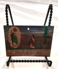 Vintage Mexican Religious Retablo  Hand Painted On Tin  Event Date 1921