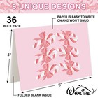 36 Pack Christmas Greeting Cards Pink Santa Xmas Tree Candy Cane Bow Note Cards