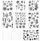 9 Pieces Flower Series Clear Stamp Crafts Flowers Silicone Stamps And Acrylic 