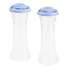 Tupperware 2-piece Hourglass-shaped Seasoning Salt Pepper Shaker Set W blue Lids