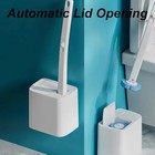 Disposable Toilet Brush With 24 Replacement Heads   1 Storage Barrel white 