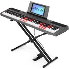 Gray 88 Key Lighted Up Digital Piano Electric Semi Weighted Keyboard Pedal stand
