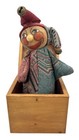 Vintage Jack In The Box Handmade Jester Doll Inside 4 Inch Wooden Square Works