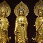 14 tibetan Buddhism Bronze Gilt Sakyamuni Kwan-yin Western 3 God Buddha Statue