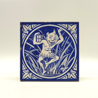 Arts   Crafts Minton Tile Blue Block Printed Elfin Series C1875 Ae1