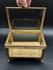 Antique Beveled Gold Glass Jewelry Box Casket Rectangular 6 1 2  X 4 1 2 
