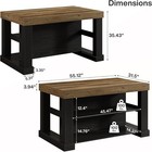 55-inch Kitchen Island With Storage  3-tier Farmhouse Wooden Center Bar Table