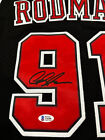 Dennis Rodman Black red Basketball Jersey Chicago Bulls Hand Signed Beckett Coa